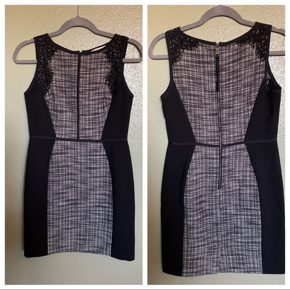 Fitted shift dress with lace detail